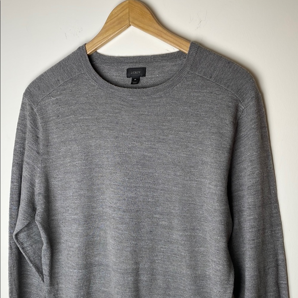 J. Crew Cotton-linen Blend Crewneck Sweater Heather Pewter size M - FLAWS